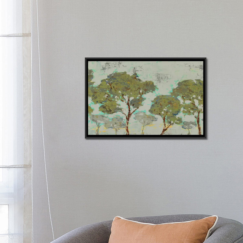 « tree tranquility », reproduction sur toile, H 18 po x l 26 po x P 1,5 po, Toile avec cadre noir, Pas de tapis