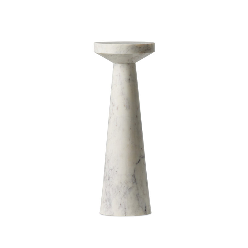 Mabel Nesting End Table-Short-Veined White Marble, 23" H x 8" W x 8" D