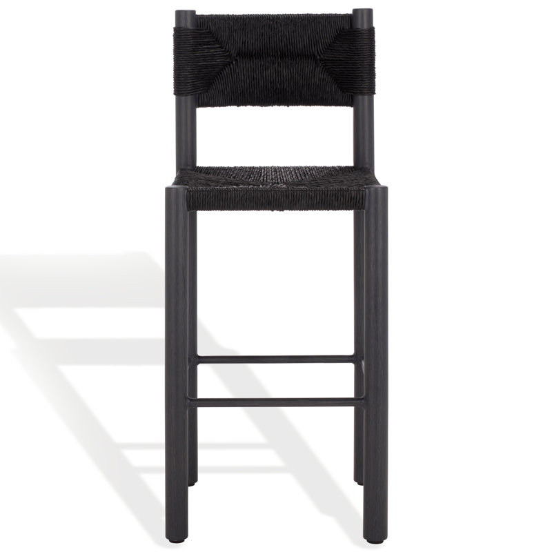 Romona Rattan Weaving Outdoor Barstool, Black