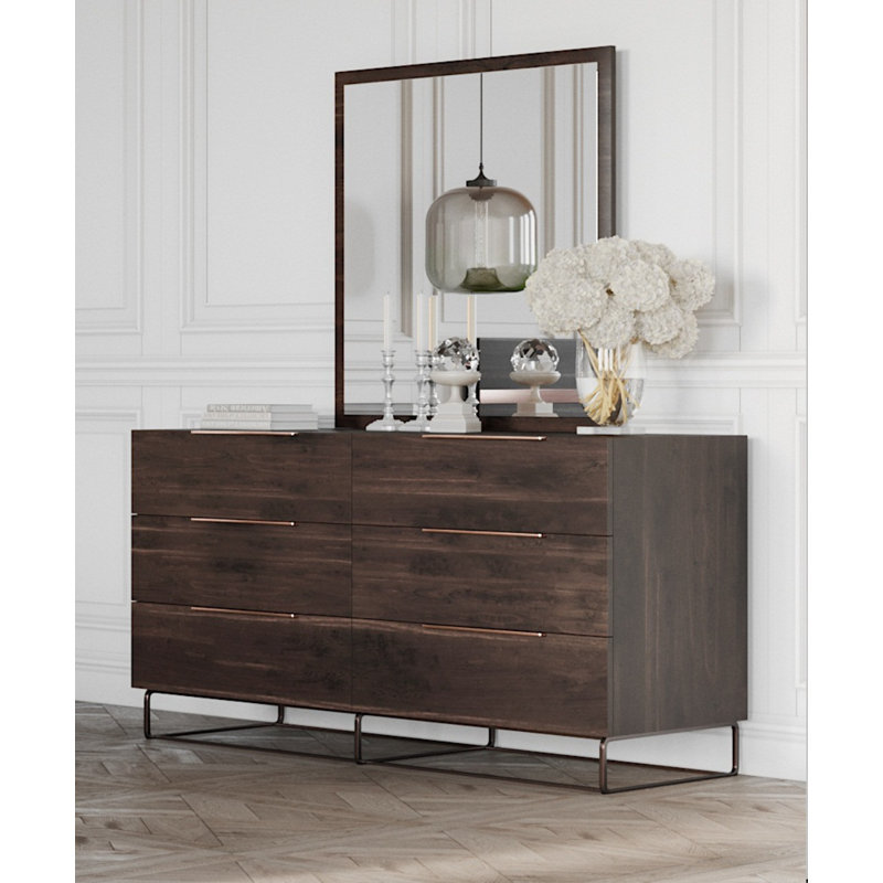 Commode double 6 tiroirs avec miroir Kinzey