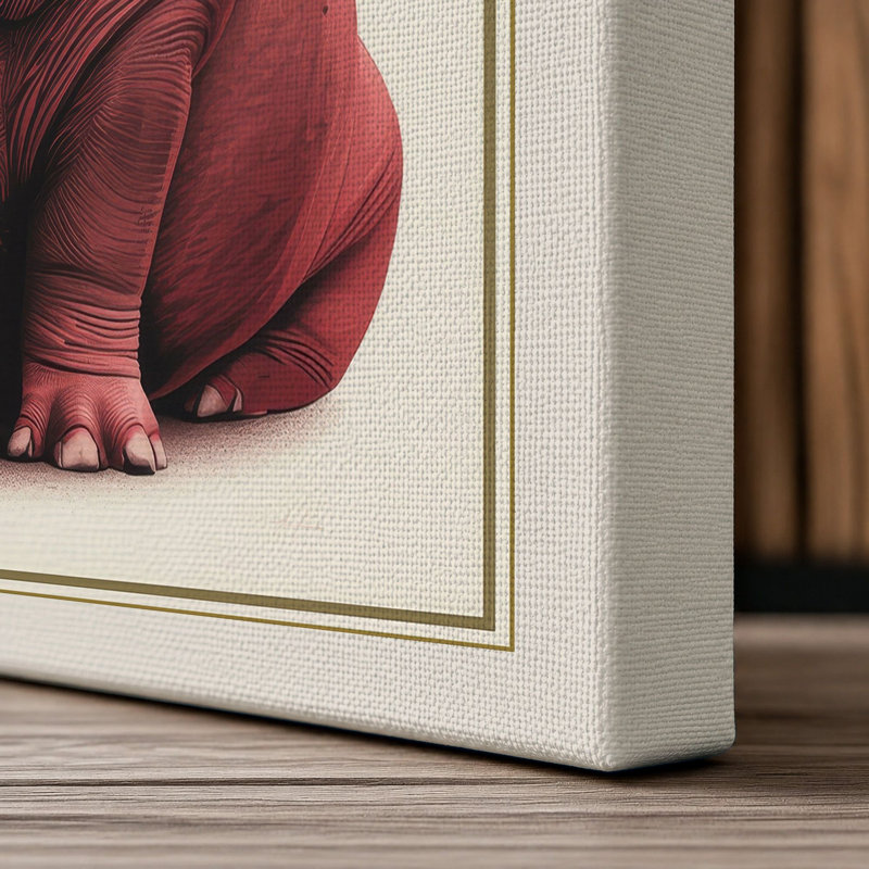 Gentle Hippo Boho - Wrapped Canvas, 24x16 - 61.0 x 40.6 cm, Cream Border