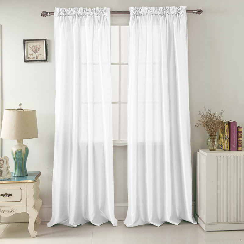 Panneau de rideau de fenêtre semi-transparent Alexzavier, Blanc, l 54 po x L 84 po