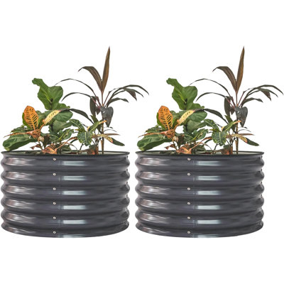 17" Tall Round Metal Outdoor Raised Garden Bed