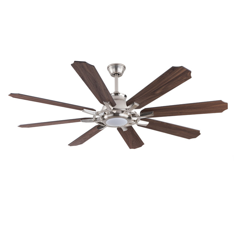 60Inch 8 Blades Flush Mount Round Ceiling Fan 6 Speeds with Remote Control and Timing Function