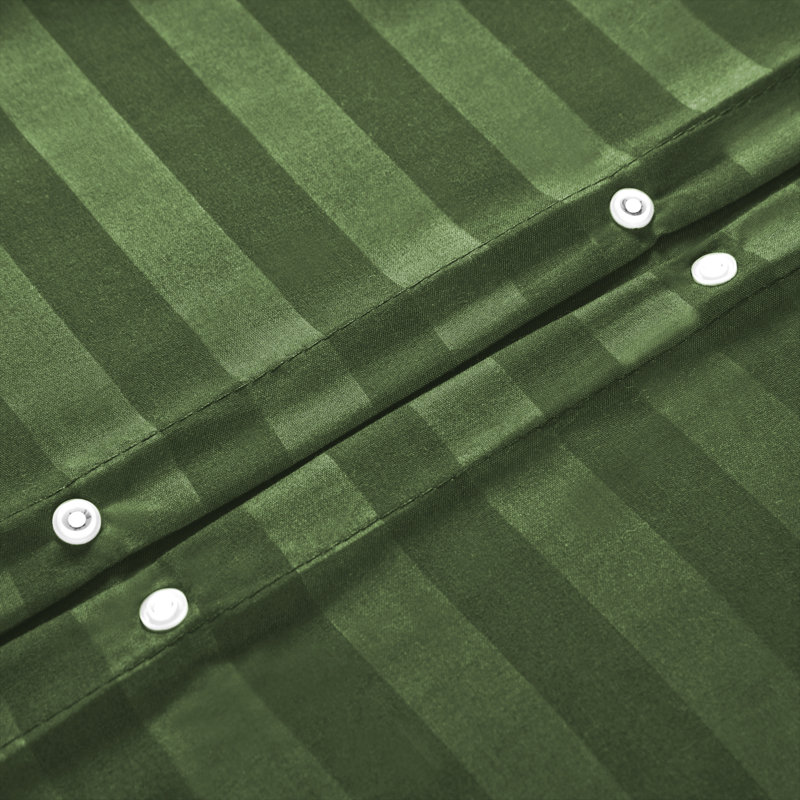 Microfiber 250 TC Reversible Complete Stripe Duvet Cover Set with Pillowcases, Olive