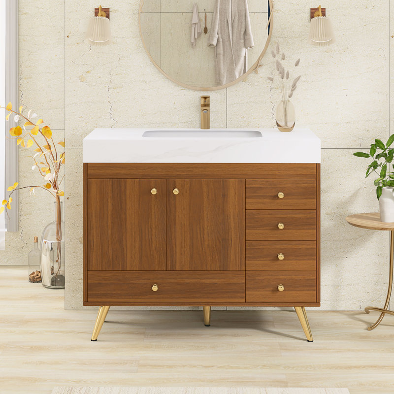 Ensemble de meuble-lavabo autoportant 36 po avec comptoir en faux marbre 36 po, White