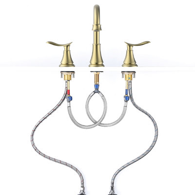 Robinet de lavabo surdimensionné de 8 po en nickel brossé - 3 trous avec bec pivotant à 360 °, bonde escamotable et tuyaux d'alimentation en eau, pour bec de lavabo de salle de bain