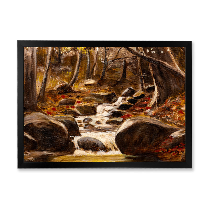 «Little River in the Blooming Forest», reproduction sur toile, H 16 po x l 32 po x P 1 po, Cadre noir