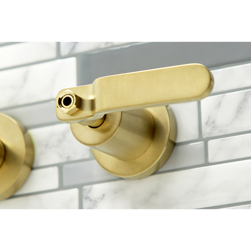 Kingston Brass Whitaker Two-Handle 3-Hole Wall Mount Roman Tub Faucet, Brushed Brass