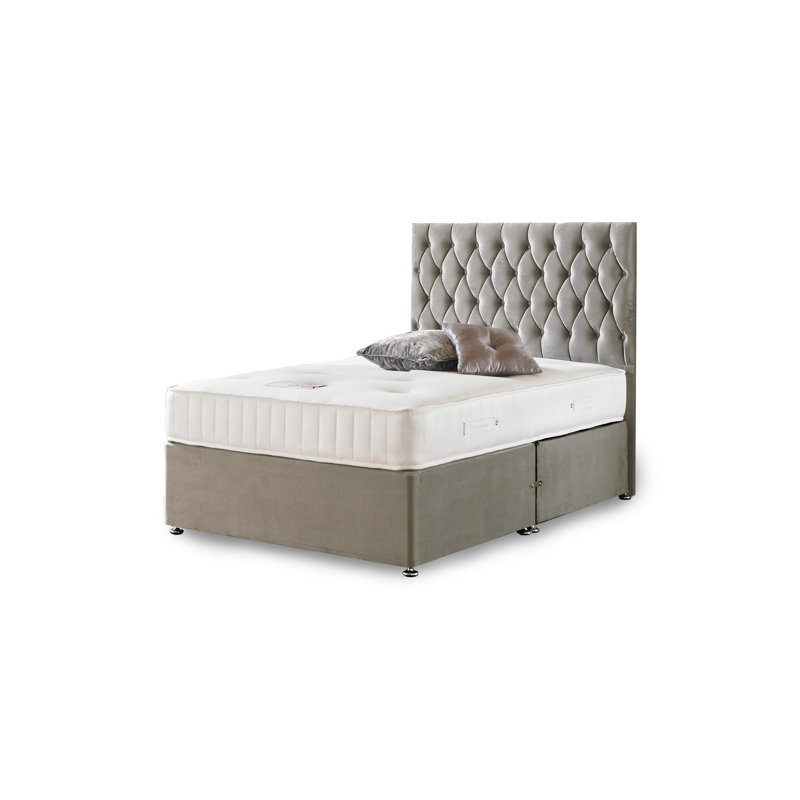 Asia Hilton Orthopaedic Divan Bed, Silver Linen, Single (3'), No Storage