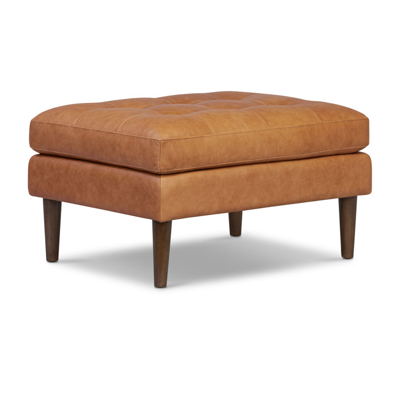 Repose-pieds en cuir italien Napa, Brun clair cognac