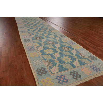 Vegetable Dye Oushak Turkish Runner Rug 3x17