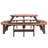 12-Person Round Solid Wood Picnic Table with Umbrella Hole