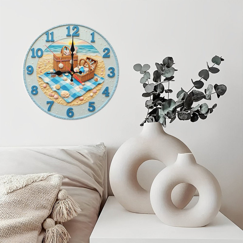 Horloge murale de plage avec paniers