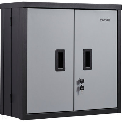 Foldable Wall Cabinet, Metal Garage Cabinet Wall Mounted 26" Small Cabinet 240 Lbs Loading Capacity Adjustable Shelf Magnetic Door File Locker