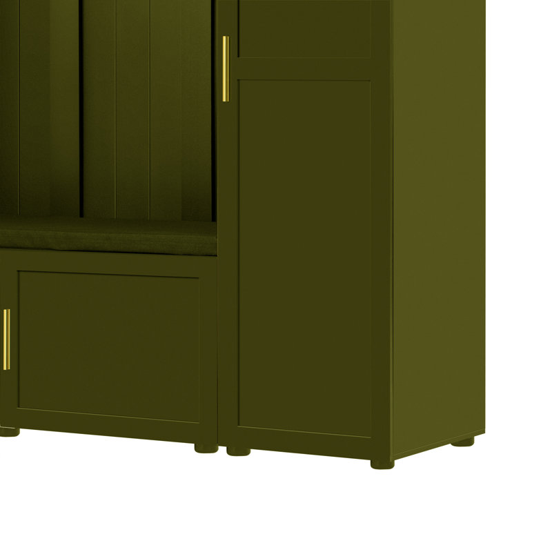 59'' Hall Tree With Bench, Green