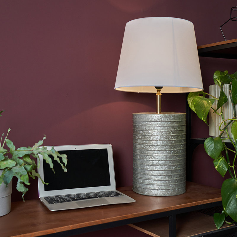 Metal Table Lamp, No, White