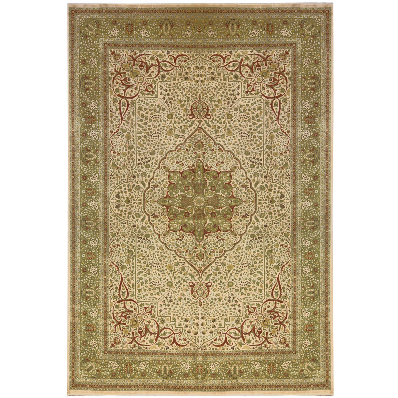 Tapis beige noué à la main de haute qualité