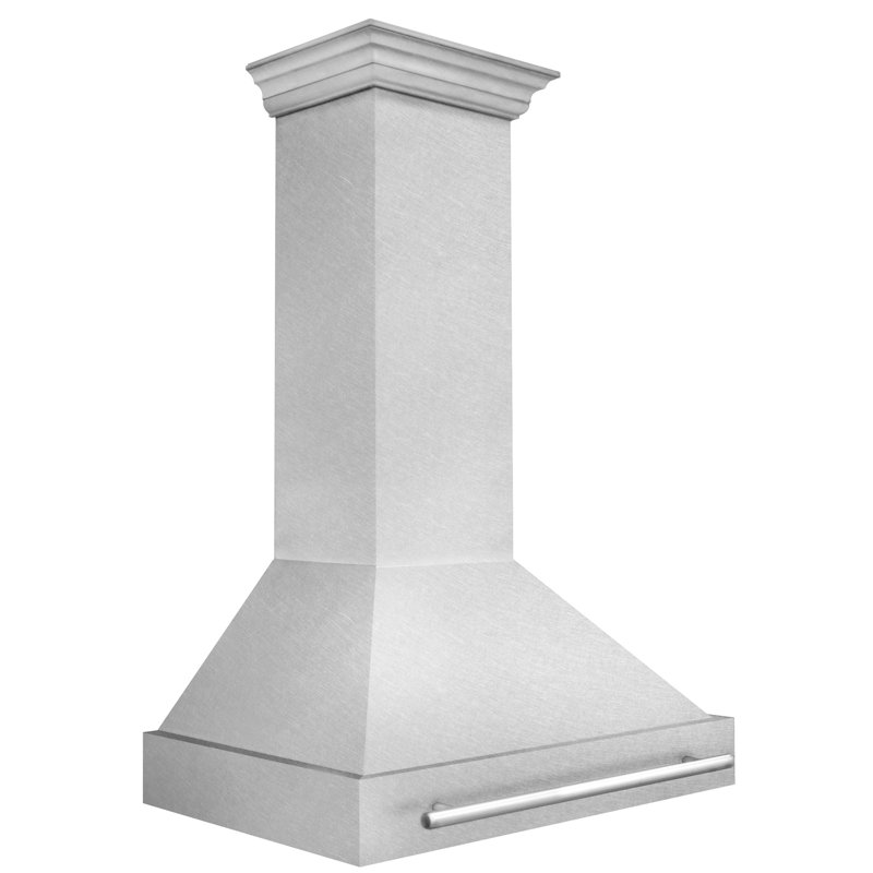 ZLINE 36 po. Hotte de cuisine murale en acier inoxydable satiné avec coque et poignée en acier inoxydable
