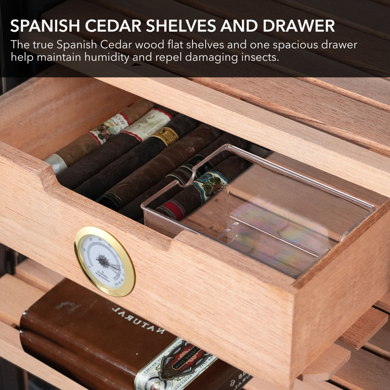 Stainless Steel 34L Cigar Cooler with Glass Door and Humidifier