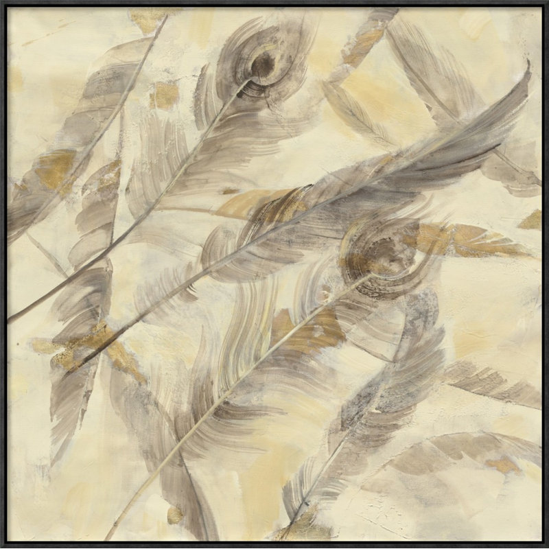 " Falling Feathers " by Albena Hristova, 18" H x 18" W, Wrapped Canvas, No Mat