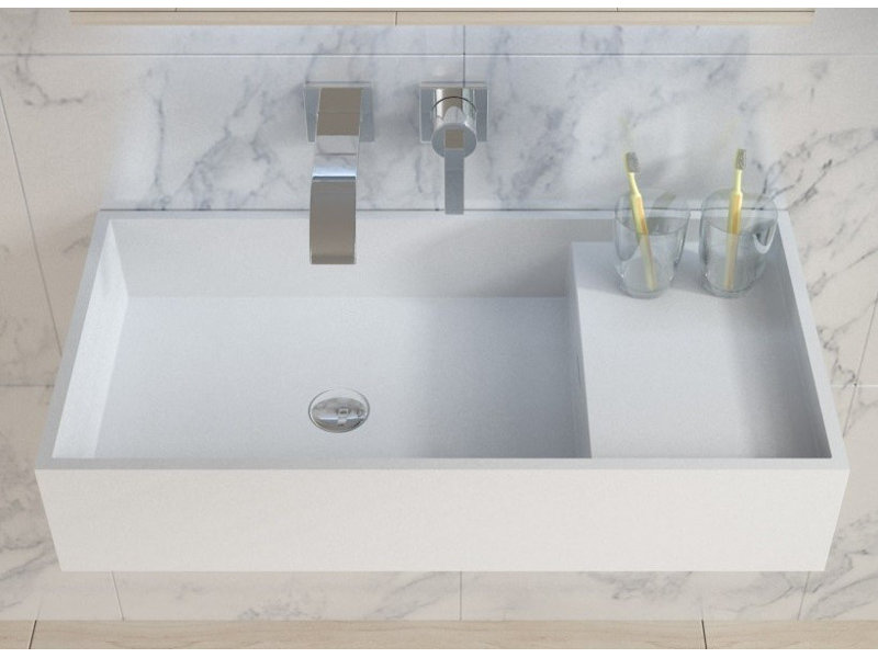 ADM Bathroom 15.7'' Resin Square Bathroom Sink, Glossy/White
