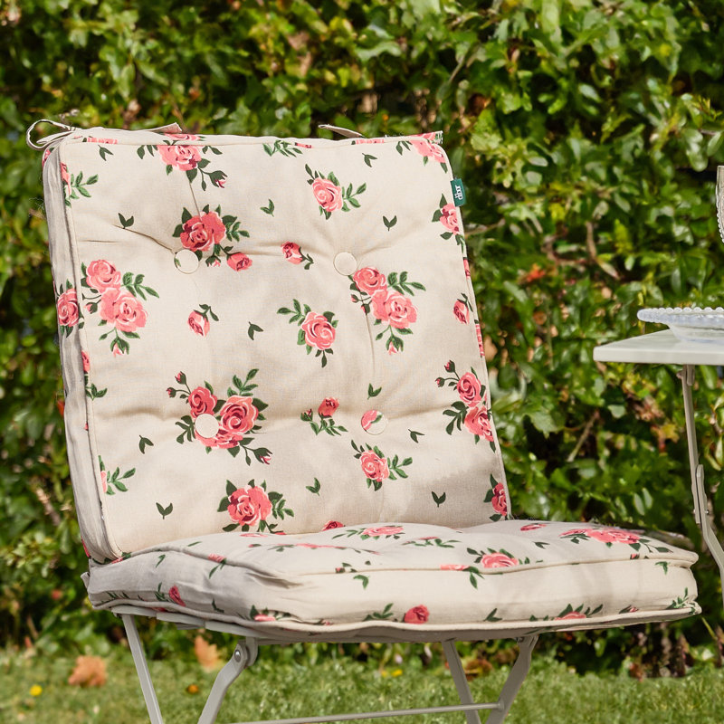 Set Of Two Rose Square Seat Cushions, Pink