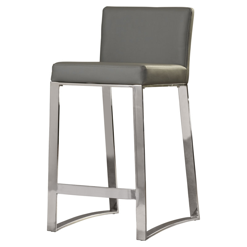 Bridlington Upholstered Stool with Metal Frame, White Faux Leather, Counter Stool (26" Seat Height)