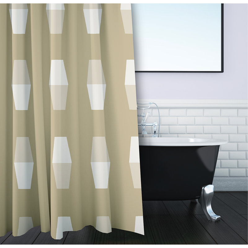 Bowling Pins 70" W X 73" H Shower Curtain, Taupe