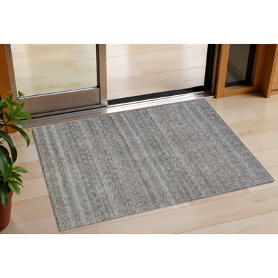 Tapis extérieur lavable rayé brun et beige 3 pi x 5 pi