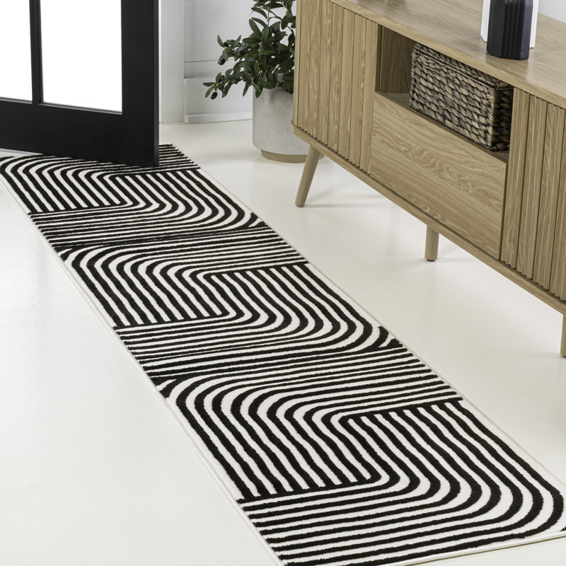 Tapis noir / blanc Odense, Tapis de couloir 2 pi x 8 pi