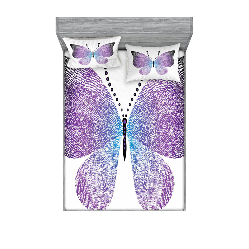 Ensemble de draps et taies décoratives à motif de papillons Ambesonne, mauve foncé et violet