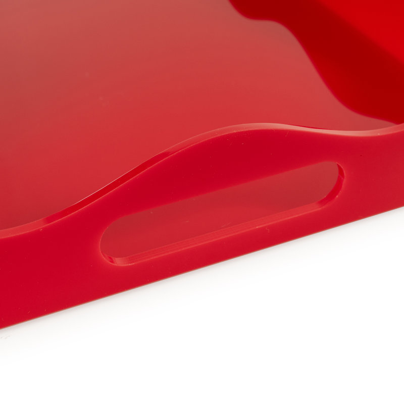 Plateau en acrylique avec poignées, Rouge