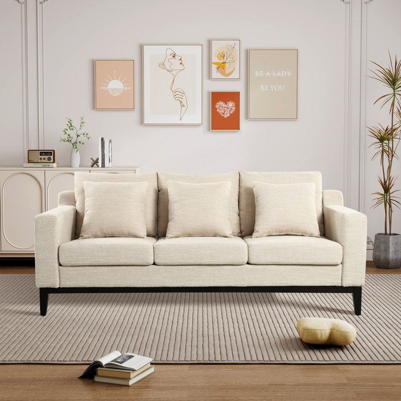 Canapé rembourré à accoudoirs carrés, Beige