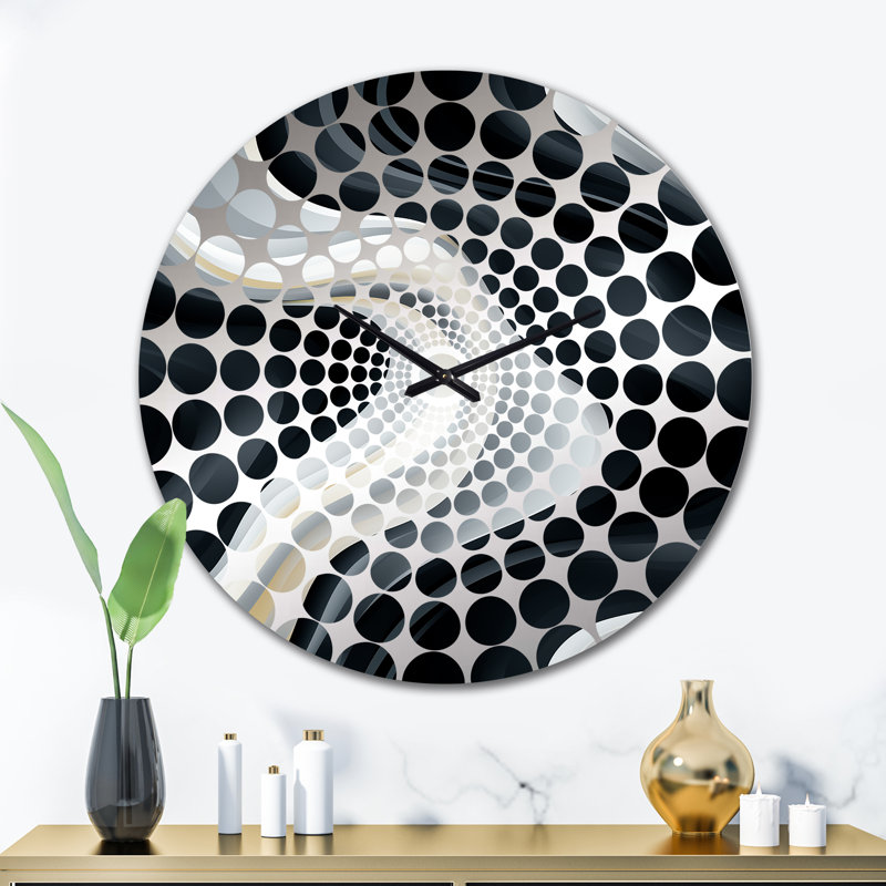 Horloge murale rayée blanche et noire minimaliste, Très grand