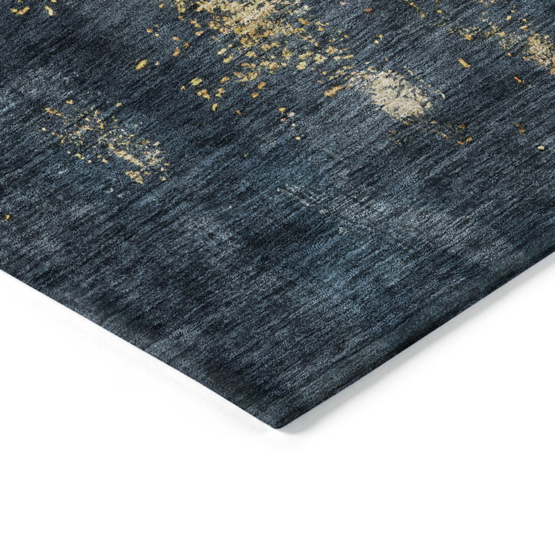 Tapis intérieur lavable abstrait bleu 10 pi x 14 pi HomeRoots