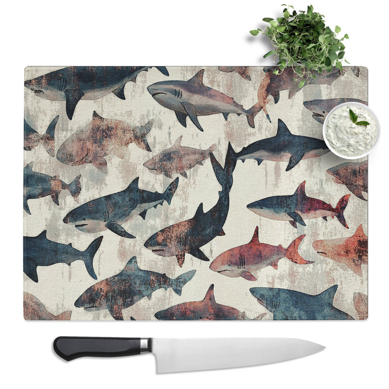 Shark Pattern Vol.1  Glass Chopping Board