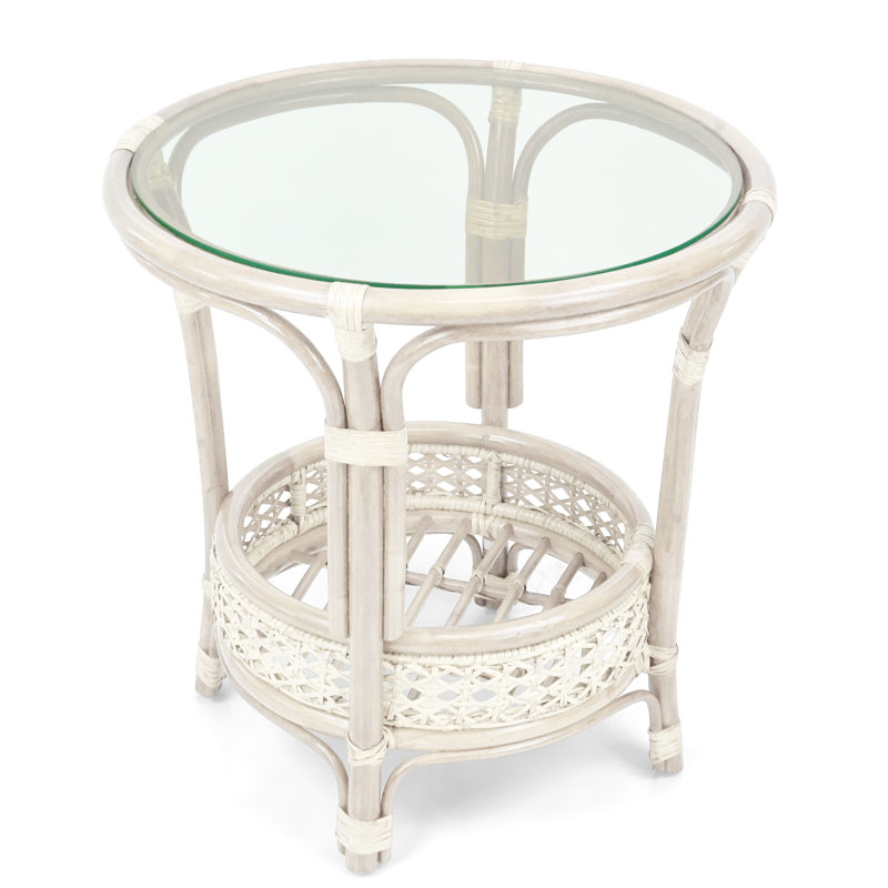 Pesmes Rattan Wicker Coffee Table, White
