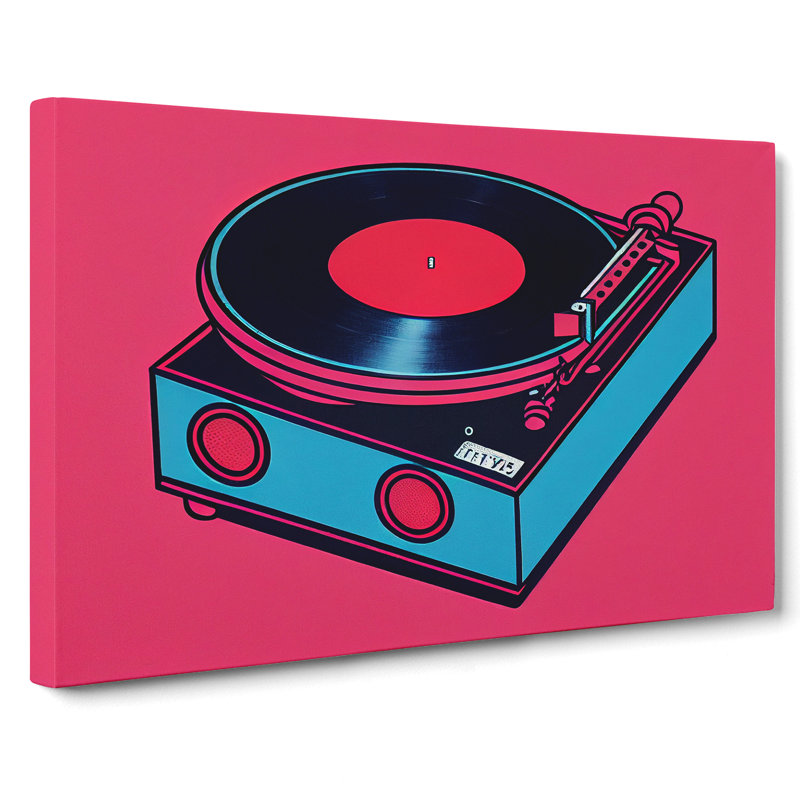 Vinyl Record Player Pop Art Abstract - Wrapped Canvas, 35cm H x 50cm W x 3cm D