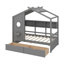 Lit simple en bois sur le thème de la maison avec 2 tiroirs, incluant une étagère de rangement-81332373