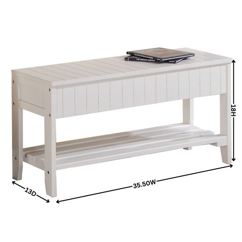 Banc à chaussures en bois massif de qualité supérieure avec rangement, design de mobilier moderne blanc