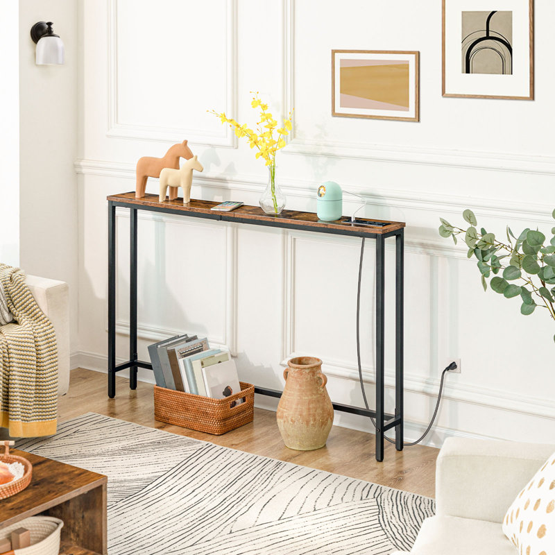 Corkhill 47.2'' Console Table with Power Outlets, Rustic Brown