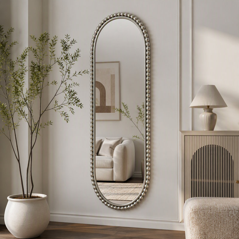 Iron Art Oval Retro Mirror, Antique Effect,Wall Hanging,Suitable For Living Room,Bedroom, Entrance, Silver