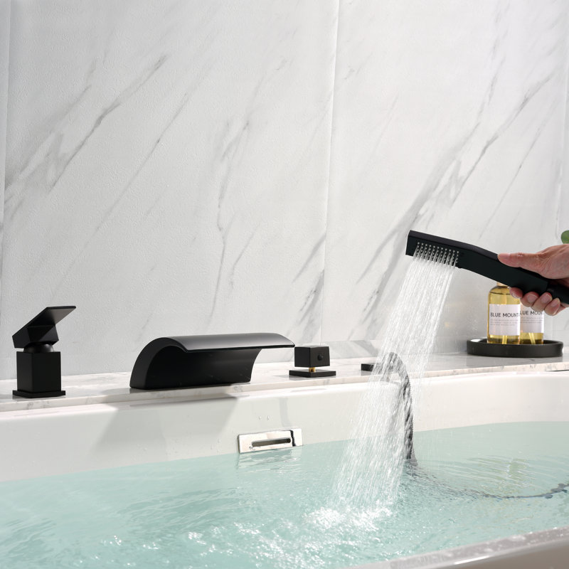Robinet de baignoire romaine monocommande à fixation sur le comptoir, Noir mat