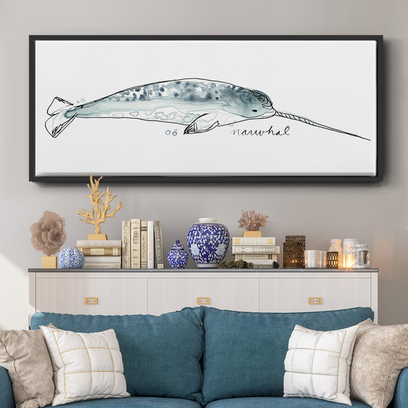 Baleine III - toile encadrée, H 12 po x l 30 po