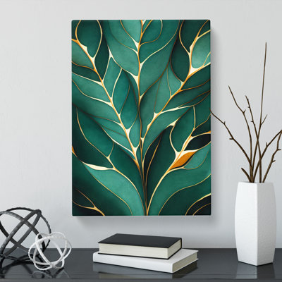 Meila Ivy Leaf Marbling - Wrapped Canvas Print