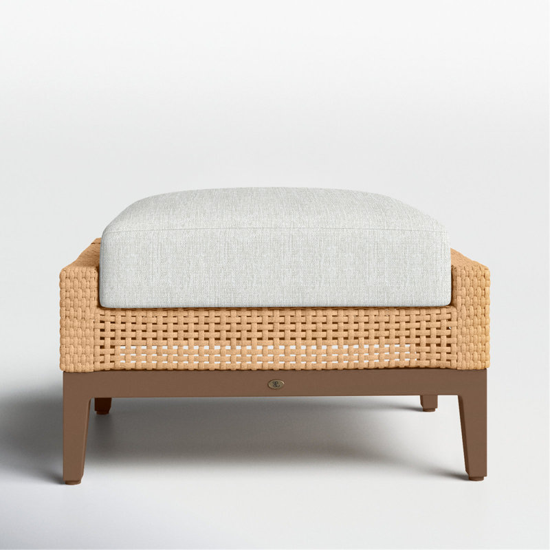 Repose-pieds d'extérieur tissé en osier Peninsule, Pas de passepoil + bourre standard, Perle Bali