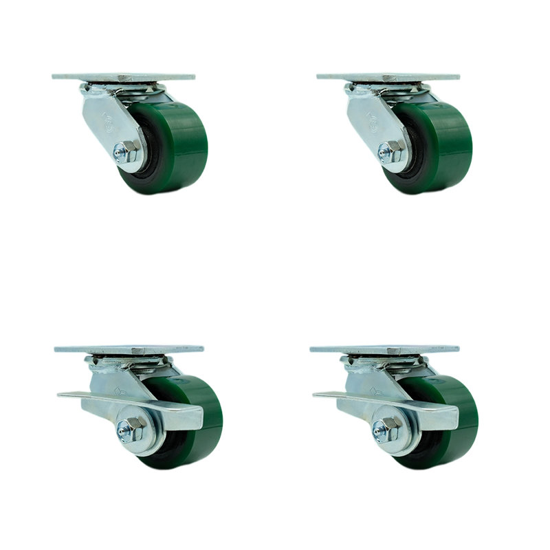 4-Piece Poly and Cast Iron Caster Set