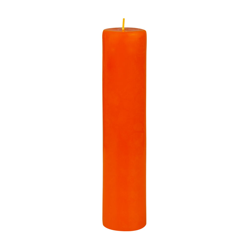 Bougie pilier sans parfum Oliva, H 9 po x l 2 po x P 2 po, Orange, 1