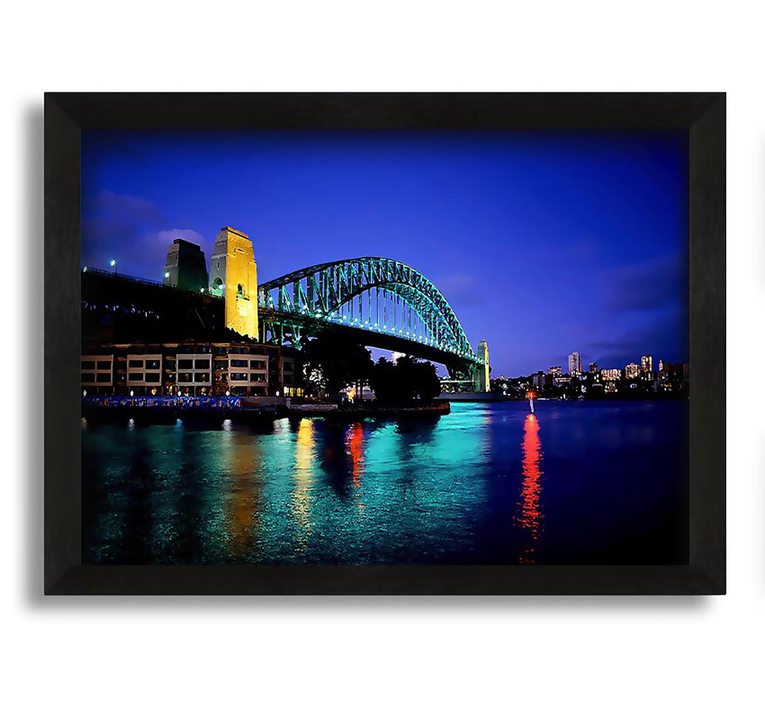 Gerahmtes Leinwandbild Sydney Harbour Bridge Blue Glow